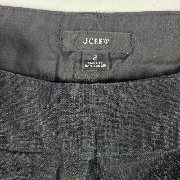 J.Crew Black Scalloped Hem Linen Blend Shorts Size 2 Womens Casual Summer Bottom - Picture 2 of 7